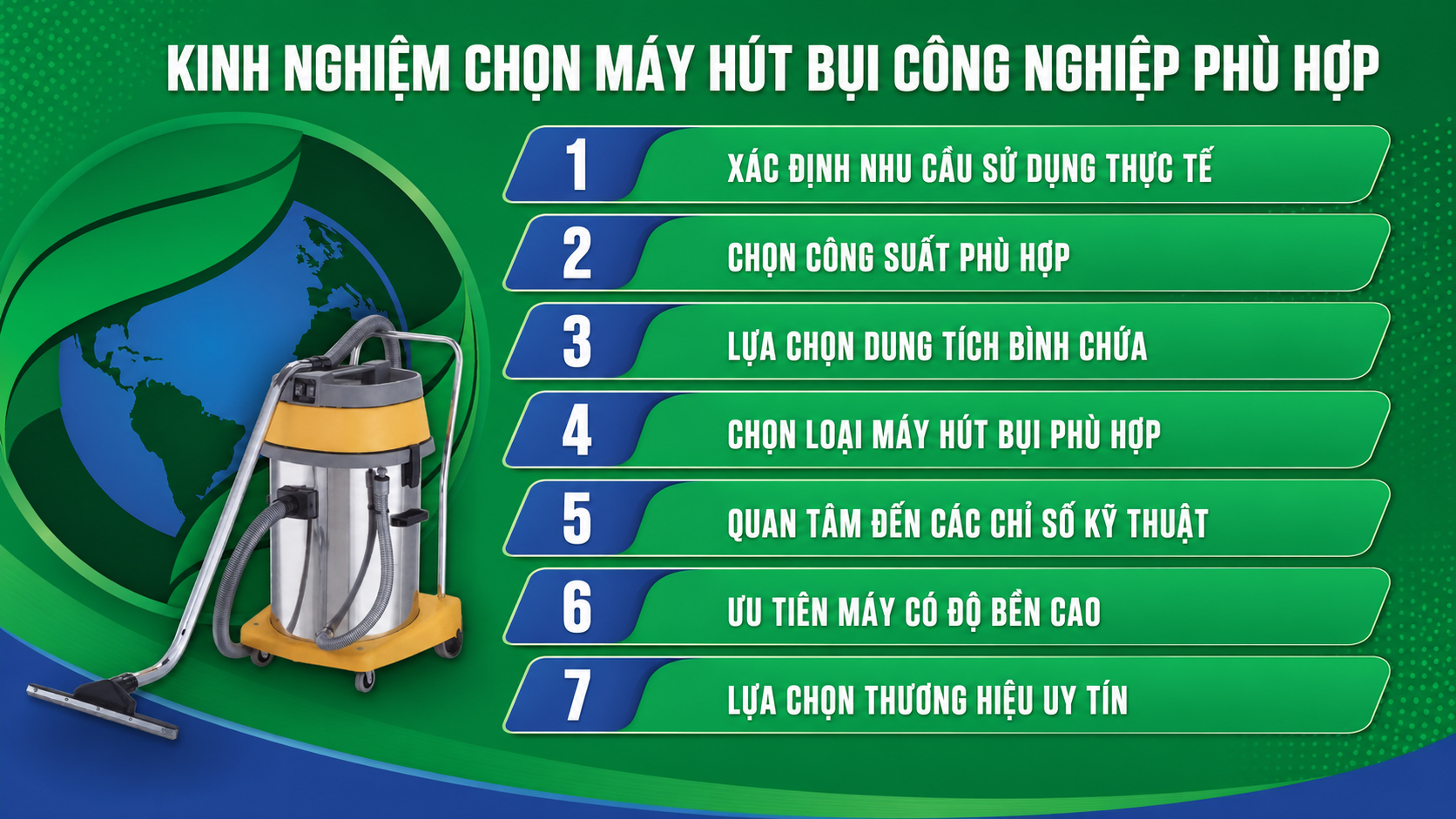 Kinh nghiệm chọn máy hút bụi công nghiệp phù hợp